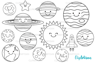 Download Kawaii Happy Planets Digital Stamps - Premium Bundle