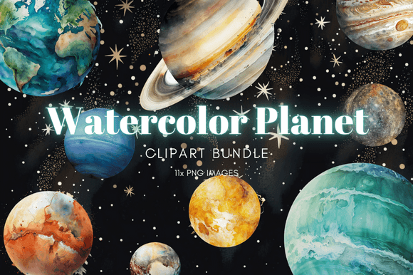 Download Watercolor Planets Clipart - Planets Collection