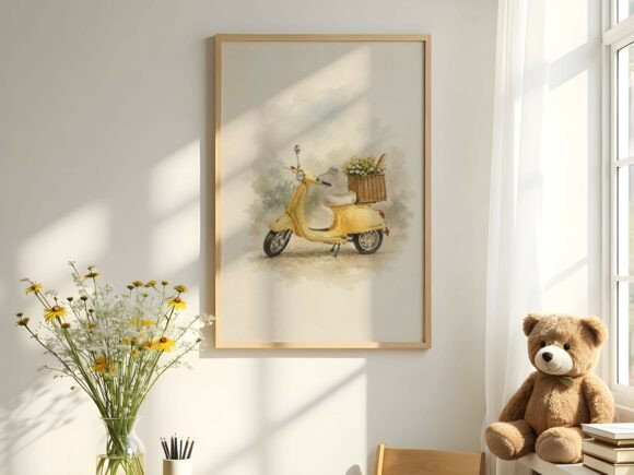 Download Cozy Wood Frame Mockup with Teddy Bear - Wood frame mockup Collection