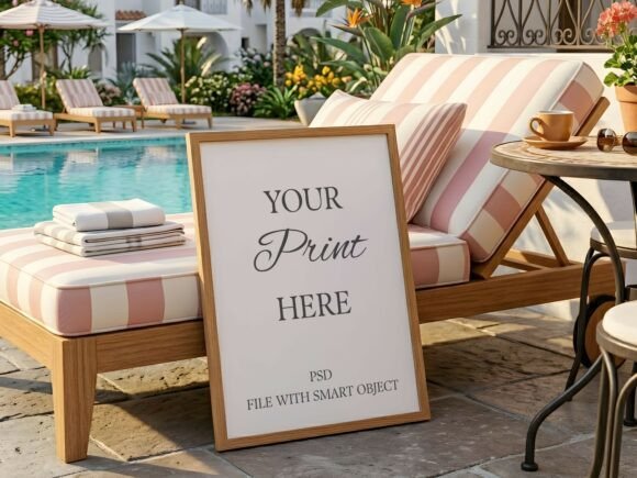 Download Wood Frame Mockup Resort Pool Mediterran - Wood frame mockup Collection