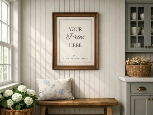Download Farmhouse Kitchen Wood Frame Mockup - Premium Resources