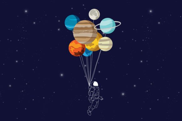 Download Astronaut and Planets Illustration - Planets Collection