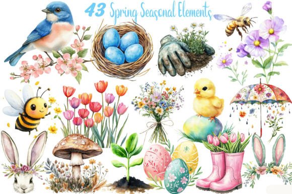 Download Spring Seasonal Elements Clipart - Seasonal Collection